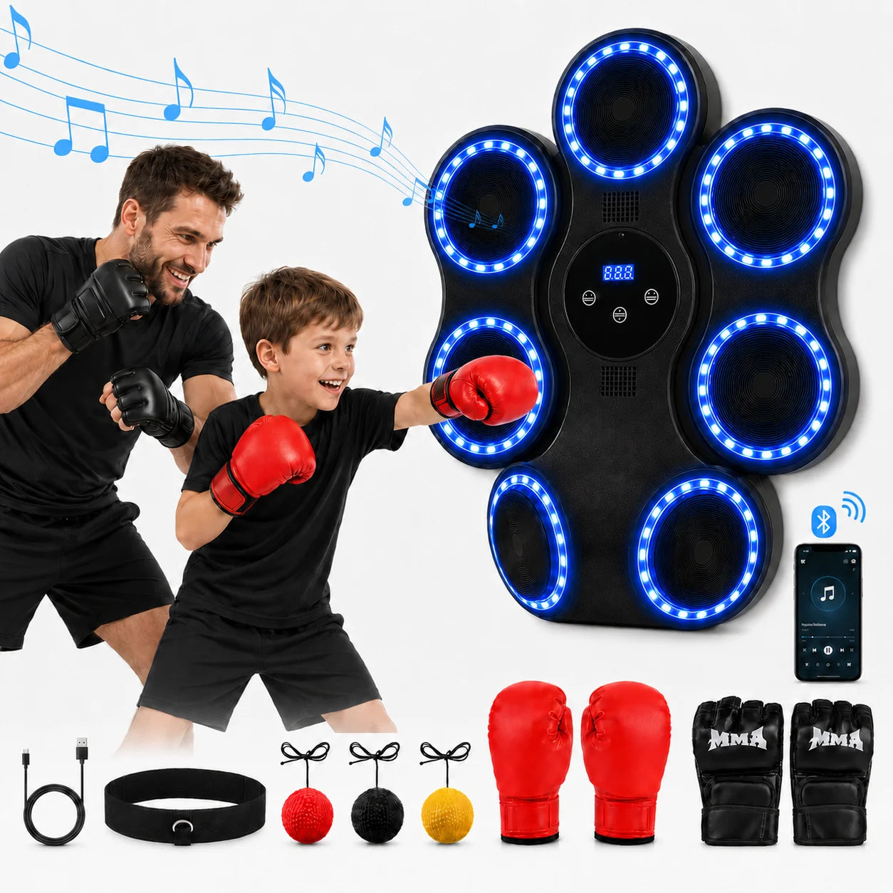 Interactive Boxing Trainer Wall Mounted Target With Lighting