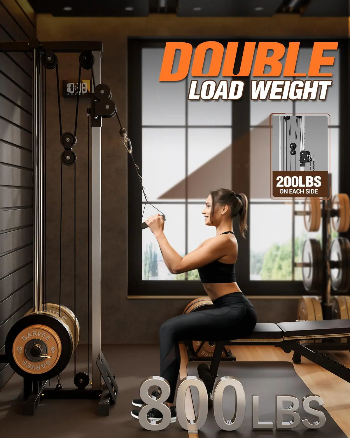 Wall Mount Cable Station Adjustable Dual Pulley Home Gym Trainer