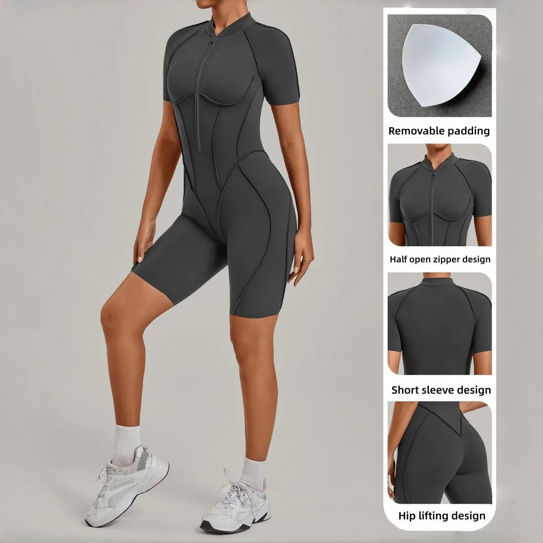 NANLUAN Women's Yoga Jumpsuit Half Zip Bodysuit for Workout