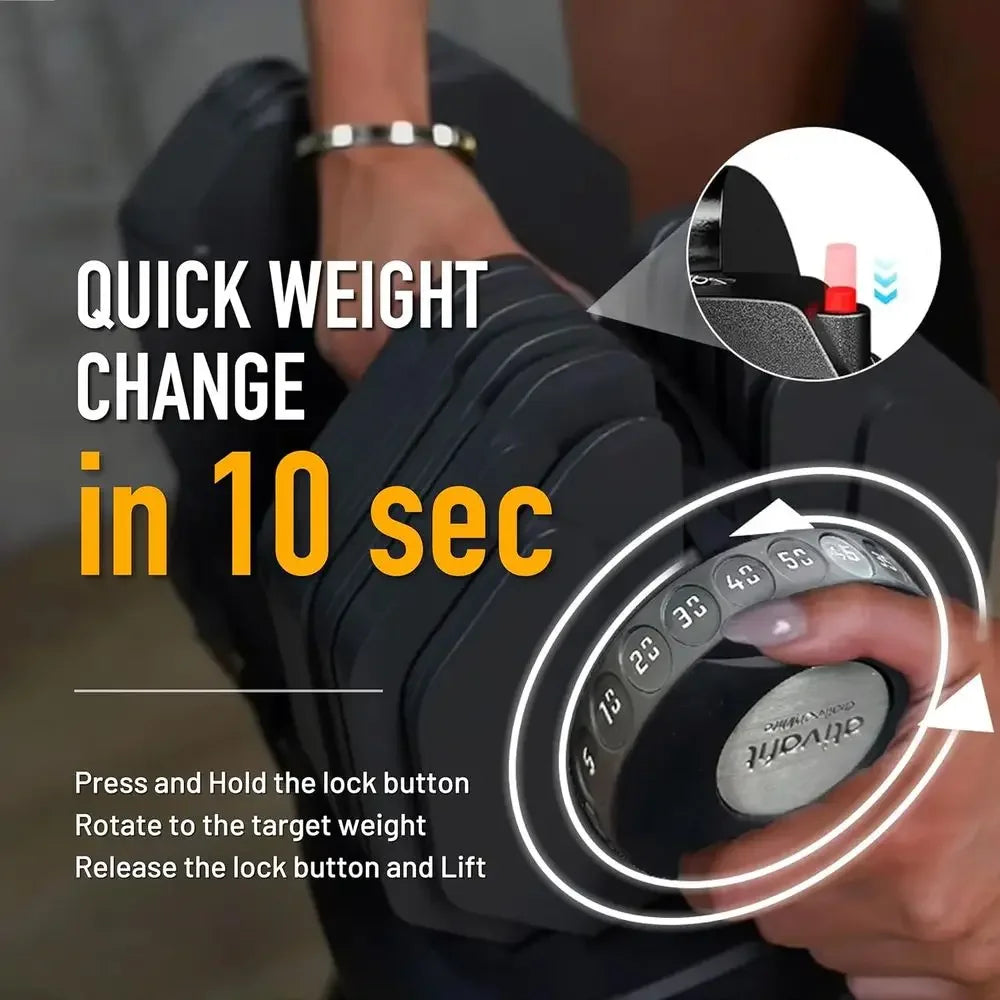 Adjustable Dumbbell Set With Dual Safety Locks And Secure Grips