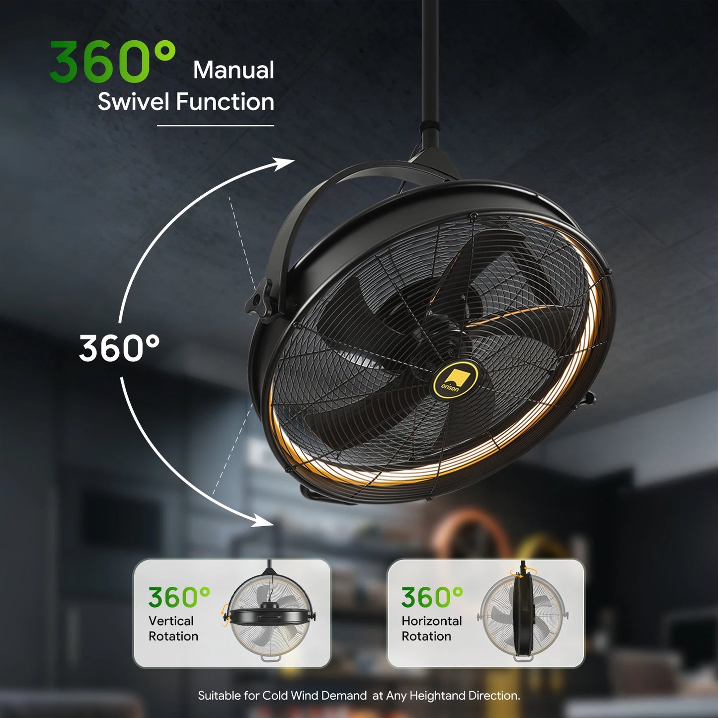 Orison Garage Ceiling Fan With Remote App For Outdoor Patio
