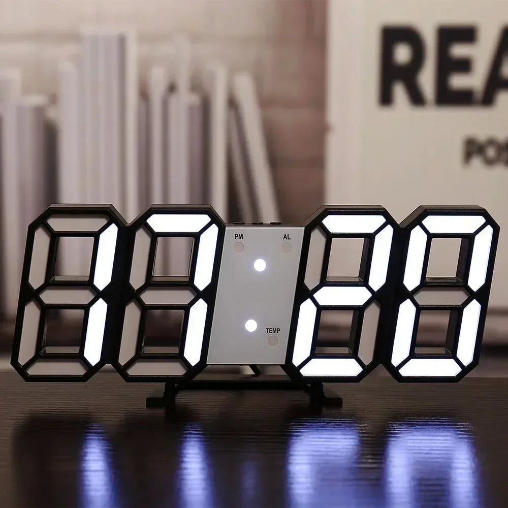3D LED Digital Clock Wall Decor With Glow Night Mode