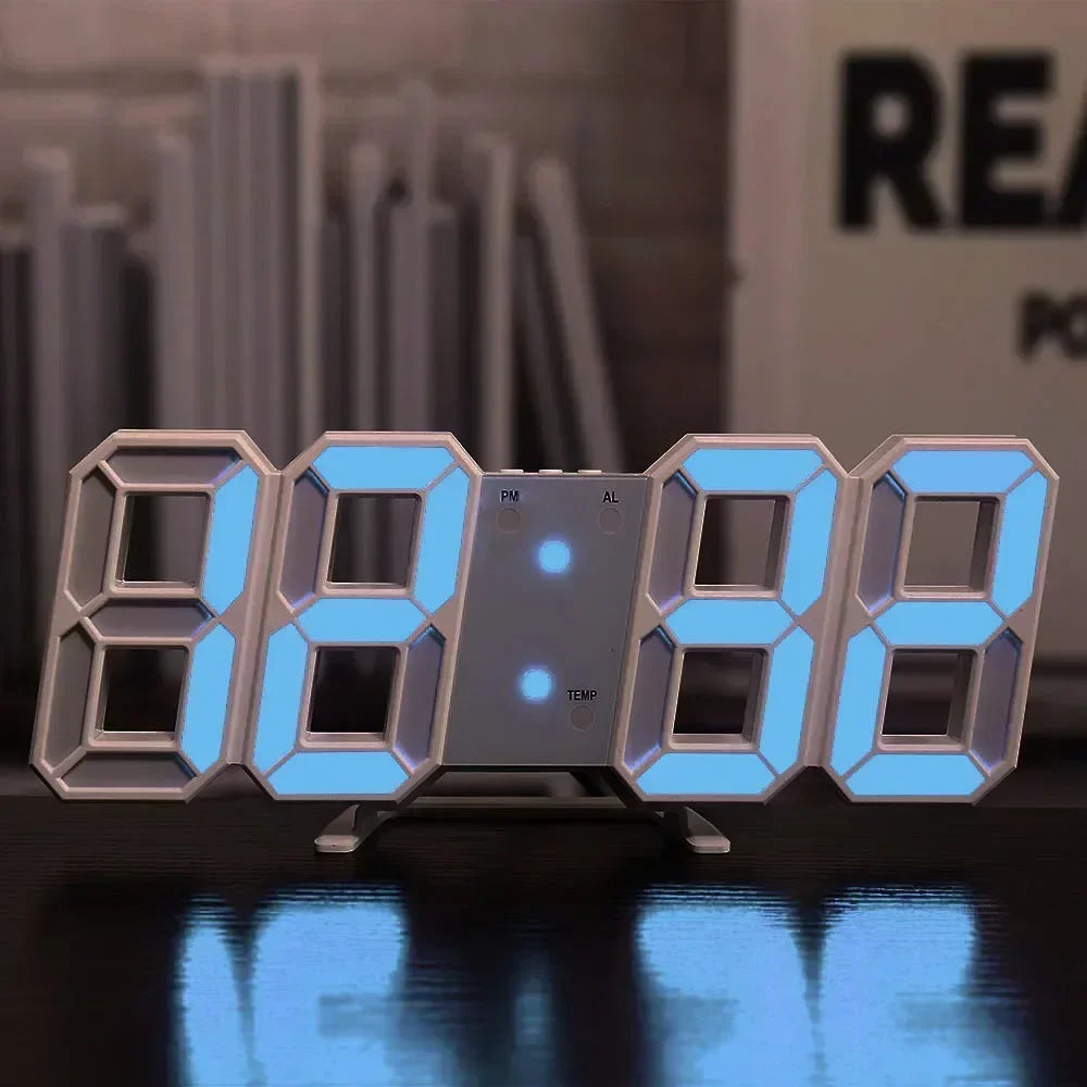 3D LED Digital Clock Wall Decor With Glow Night Mode
