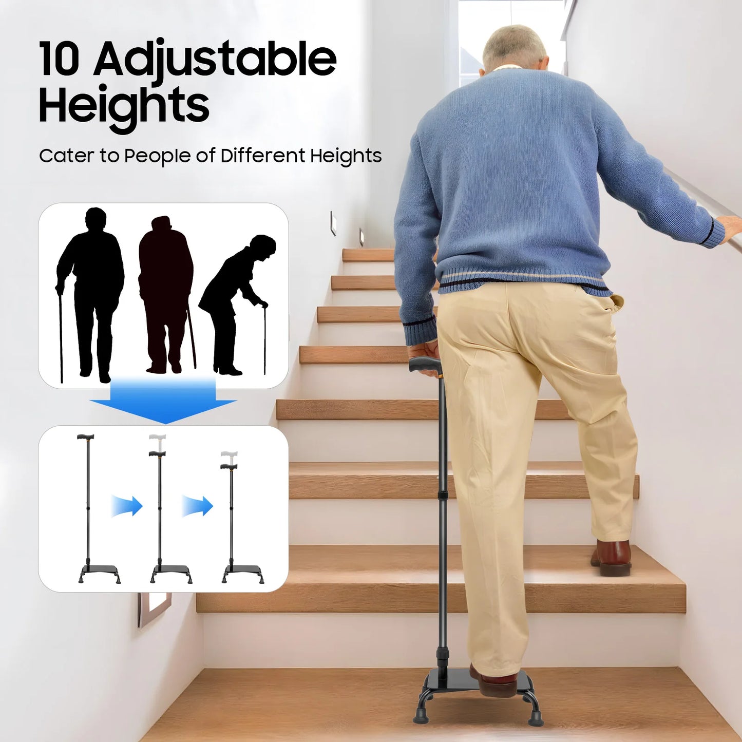Bymaocar Safe Pedal Stair Lift Aid For Elderly Four Legged