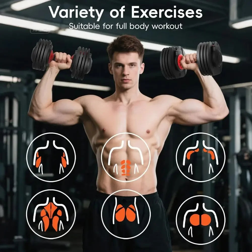 Adjustable Dumbbells With Quick Lock System For Home Workouts