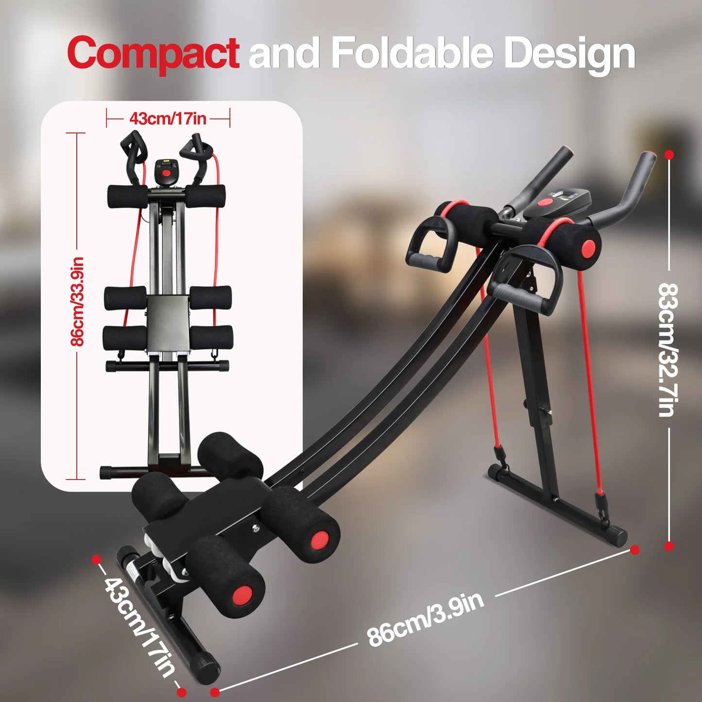 Foldable Ab Workout Machine For Home Gym With LCD Display