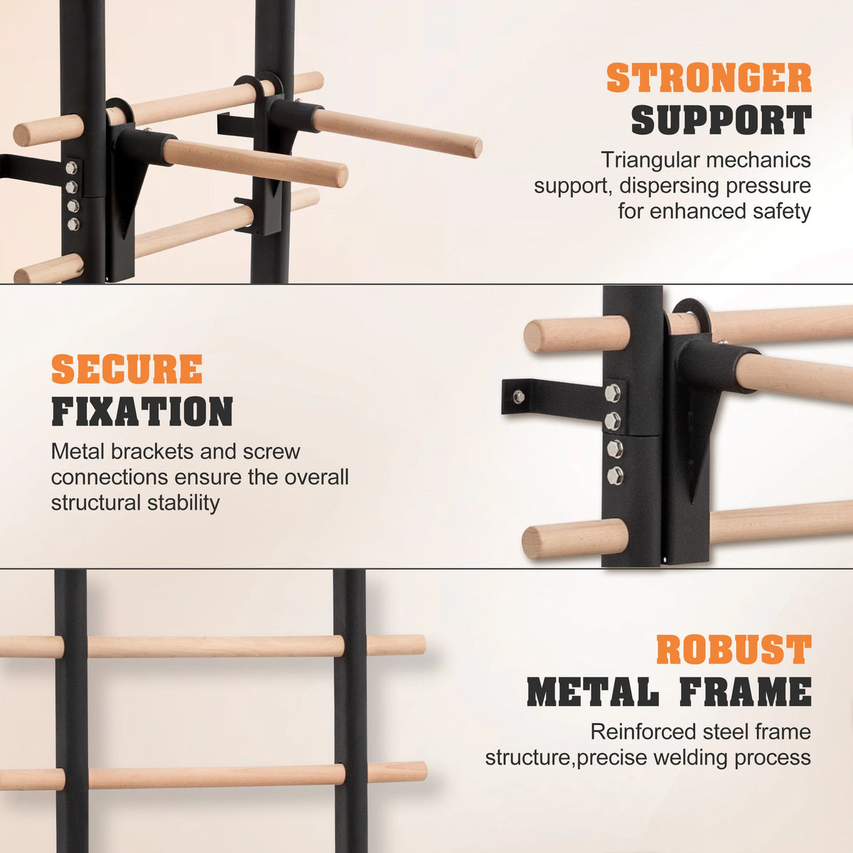 Wall Mounted Steel Gymnastics Bars With Pull Up Station