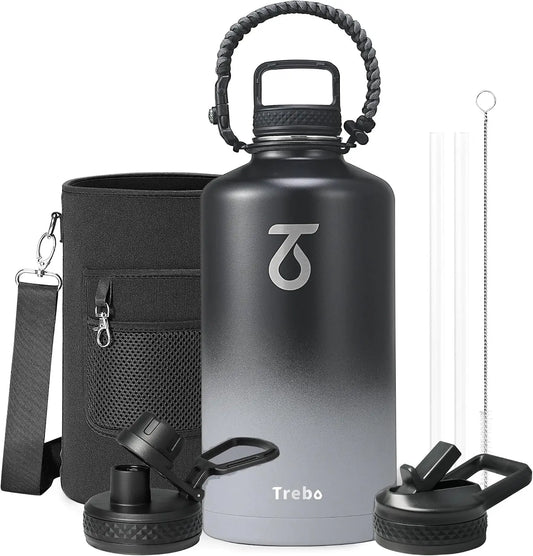 Insulated Stainless Steel Water Bottle With Straw Spout And Handle