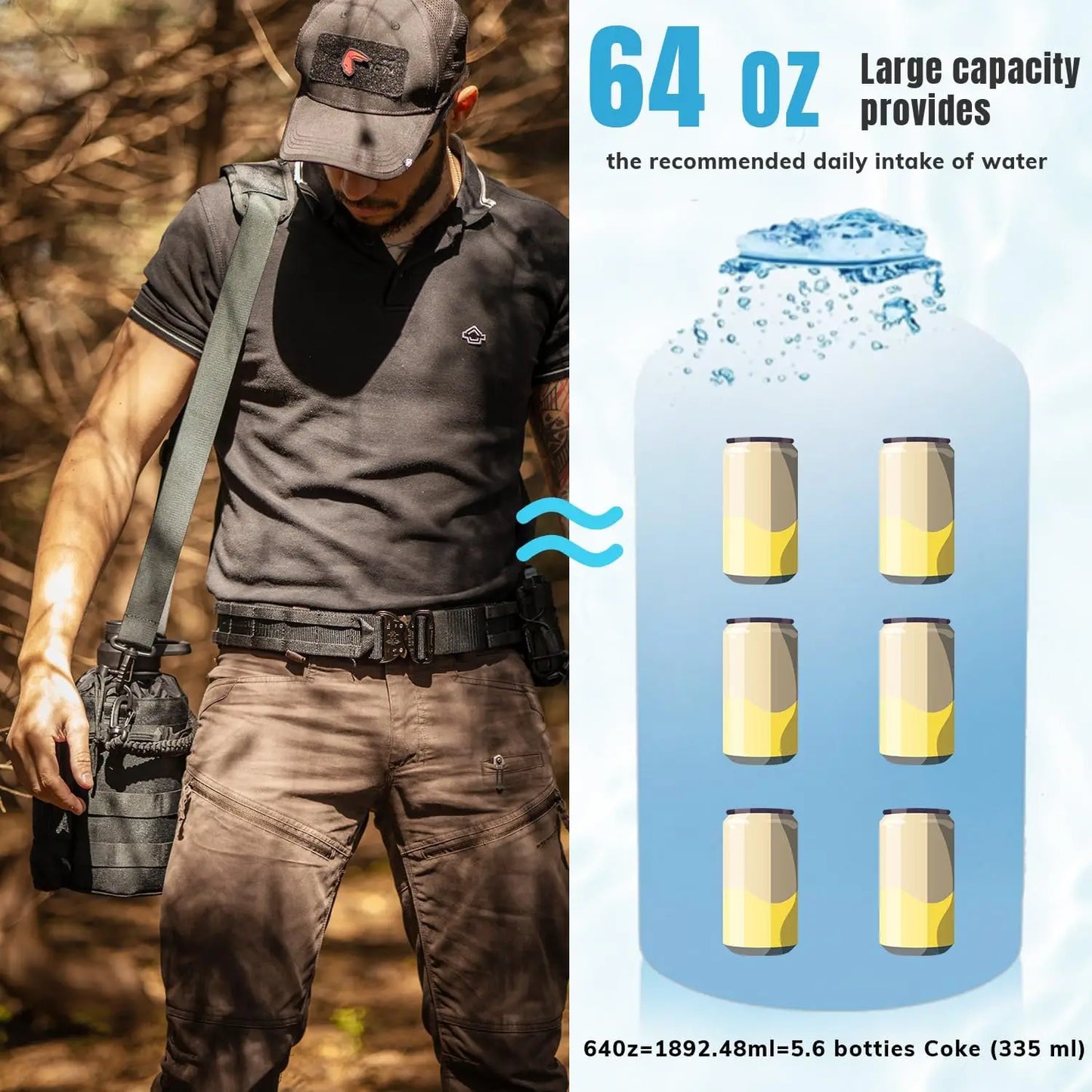 Stainless Steel Insulated Tactical Water Bottle Military Grade