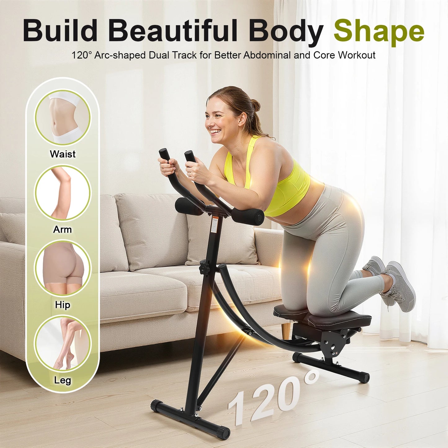 Ab Machine With LED Display, 330lbs Capacity, Foldable Home Gym
