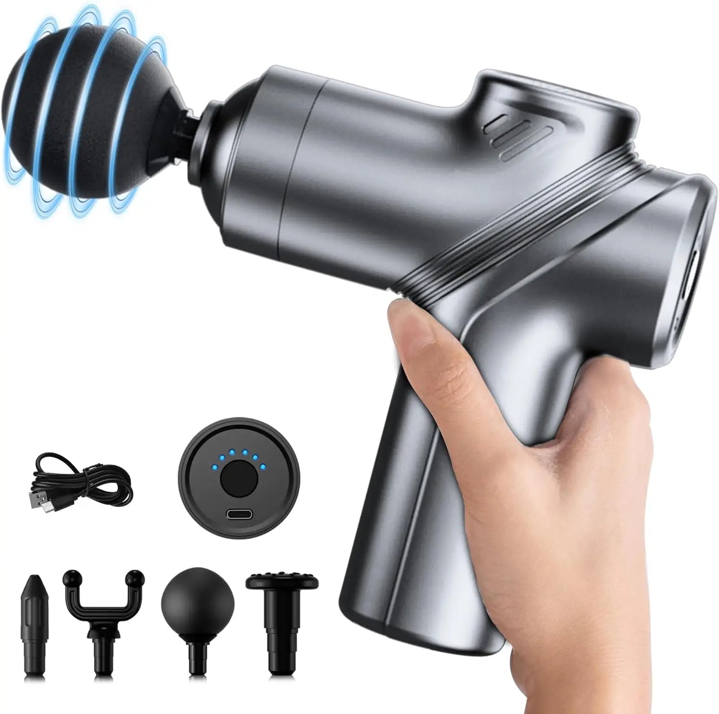 LEERCON Mini Muscle Massage Gun Deep Tissue With Four Heads