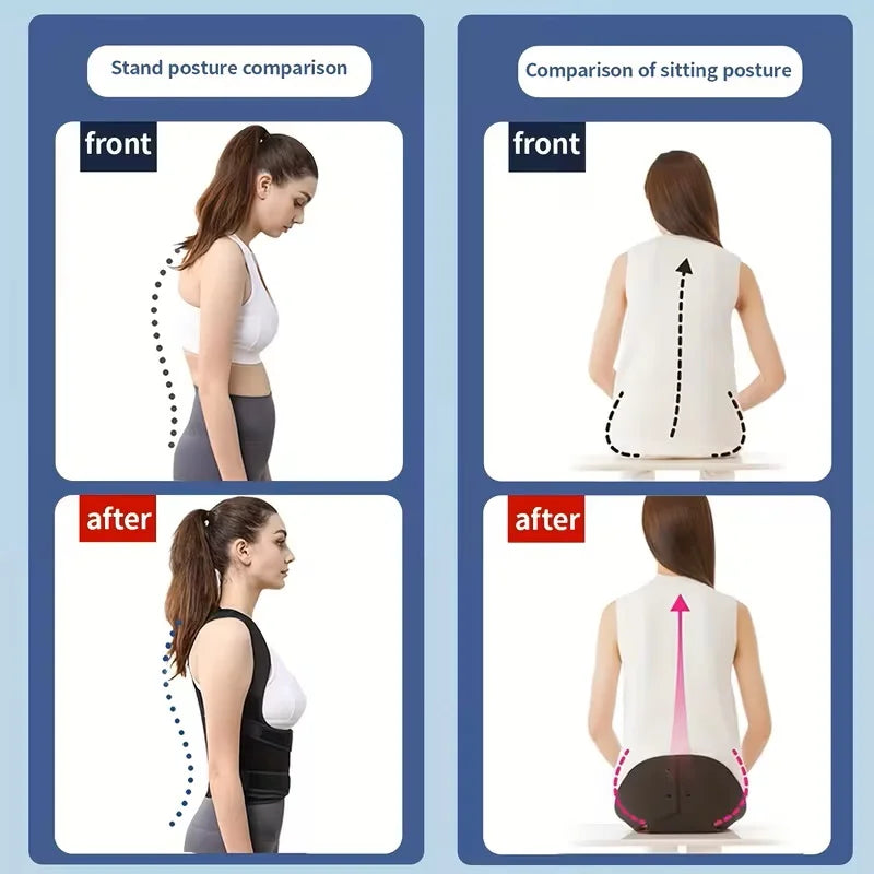Adjustable Back Posture Strap With Neck Support And Shoulder Pads