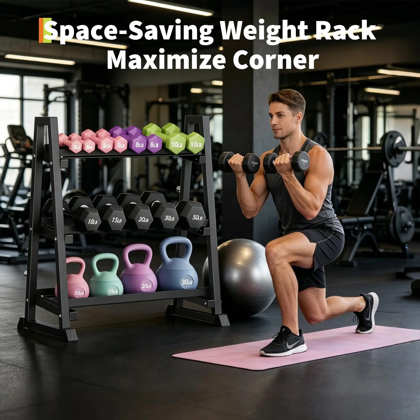 Adjustable 3 Tier Dumbbell Rack 1300LB Capacity For Home Gym