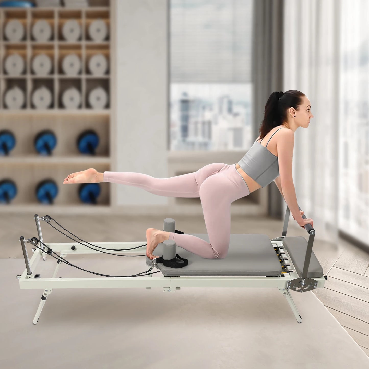 Foldable Pilates Reformer Machine For Home And Studio Use