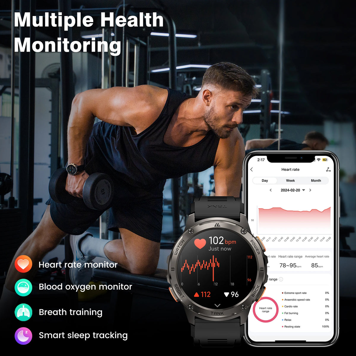KOSPET TANK T3 Smartwatch With Calls Fitness Tracking And AMOLED