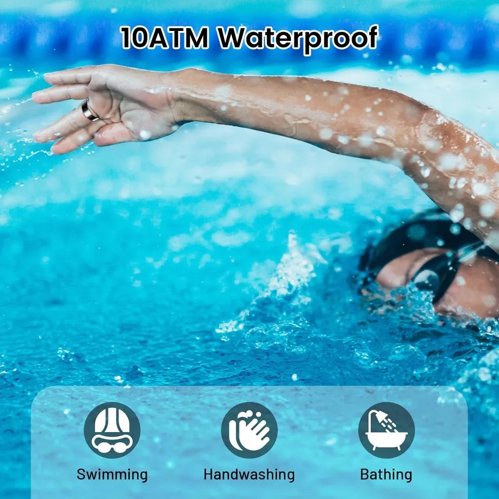 Smart Ring for Health Tracking, Blood Oxygen & Heart Rate Monitor, Lasting Battery, Waterproof Fitness Wearable