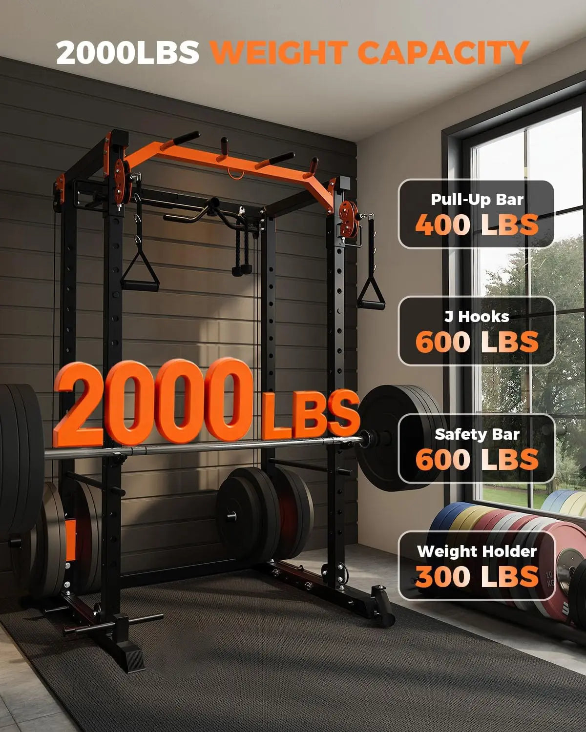 TACLEEKII Power Rack Cable Crossover Home Gym Strength Trainer