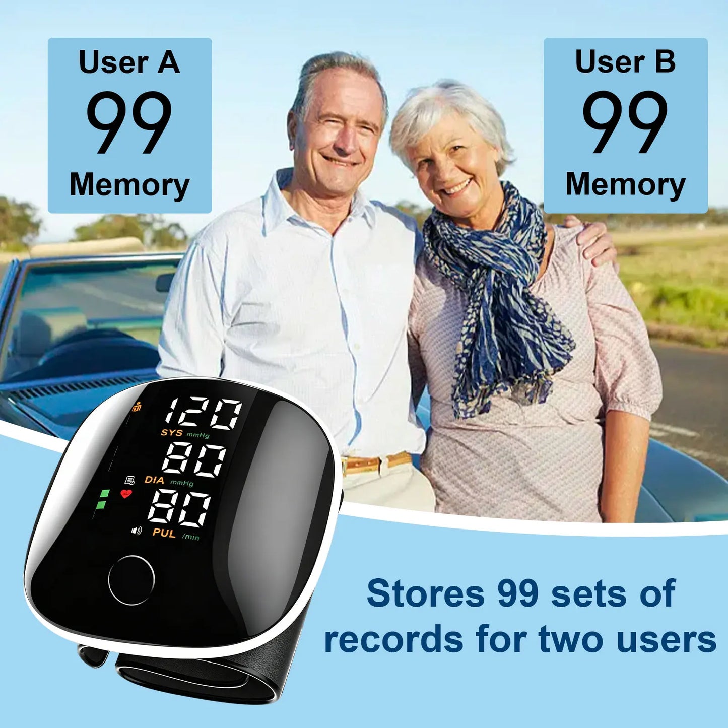 Rechargeable Wrist Blood Pressure Monitor With LCD Display 240Memory