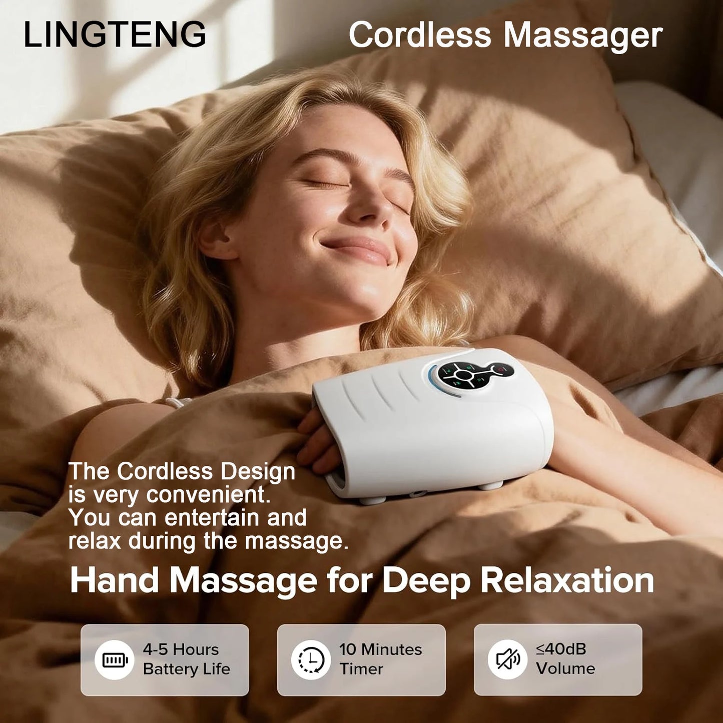 LINGTENG Hand Massager Cordless Heated Massage for Relaxation Home Office