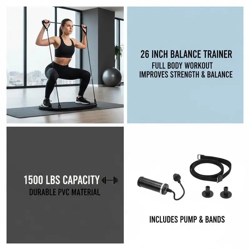 1500lb Capacity Stability Balance Trainer With Bands And Pump