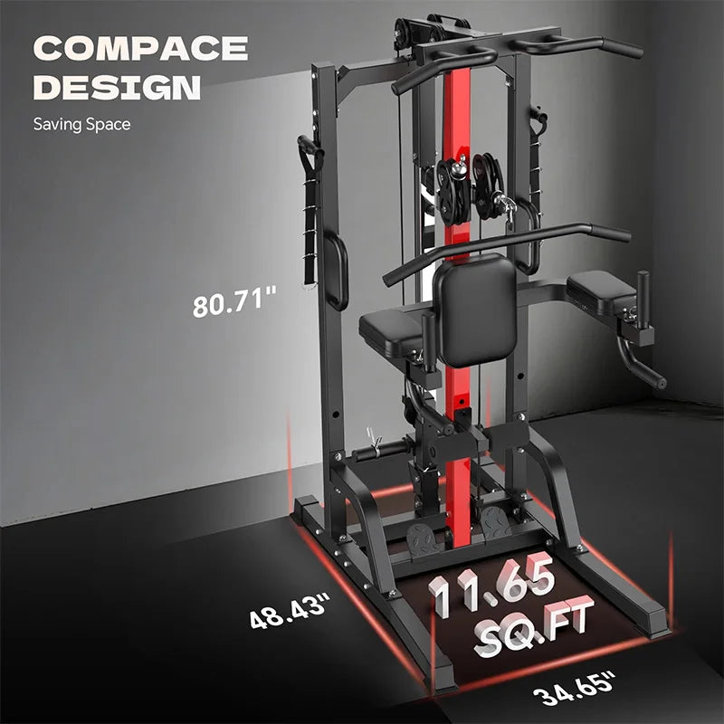 Pooboo Power Tower With Pull Up Bar Dip Station And Cable System