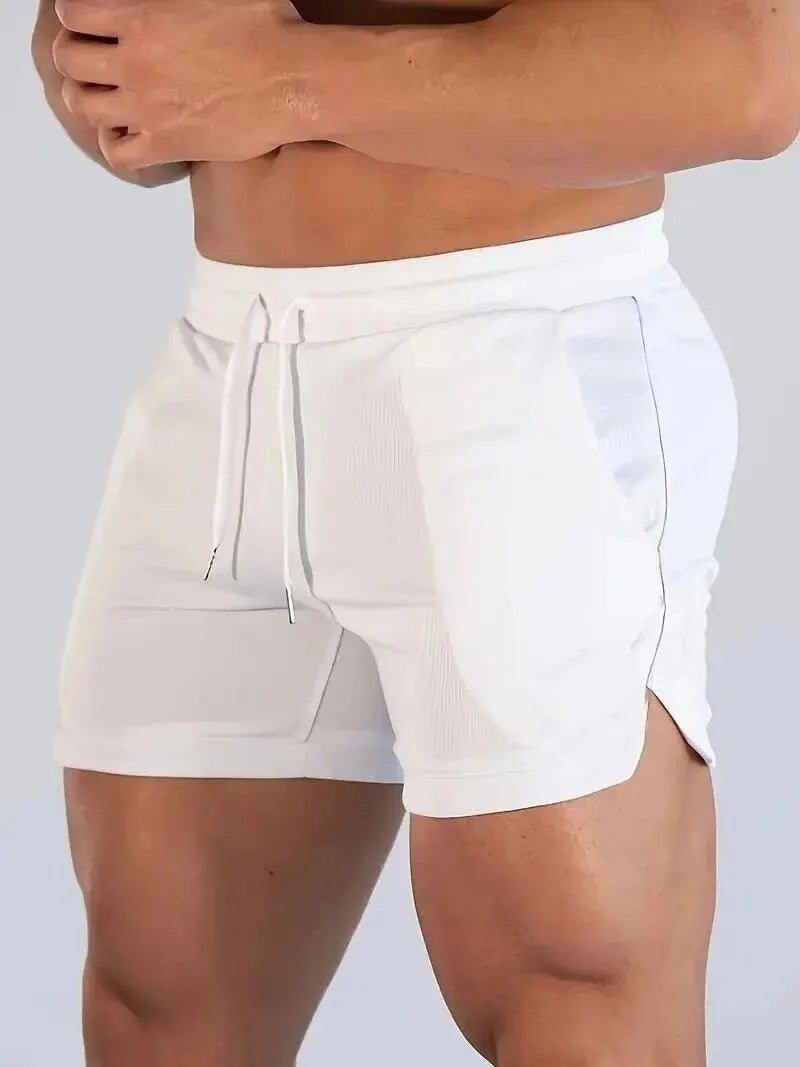 Casual Men Summer Fitness Shorts With Elastic Waist And Pockets