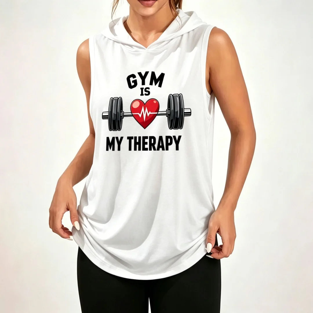 Conquer Excuses Unisex Sleeveless Hoodie With Barbell Graphic
