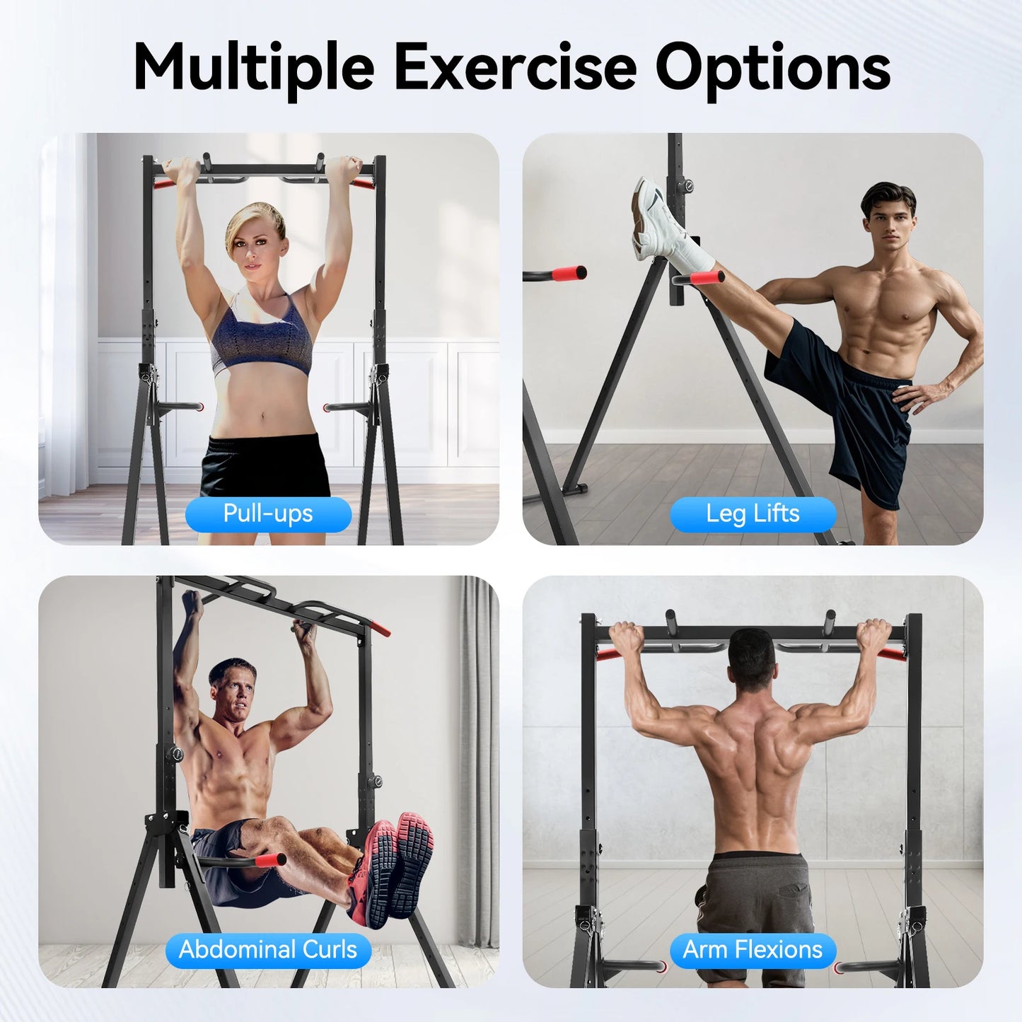 Foldable Adjustable Pull Up Bar 200kg Home Gym Multi Function