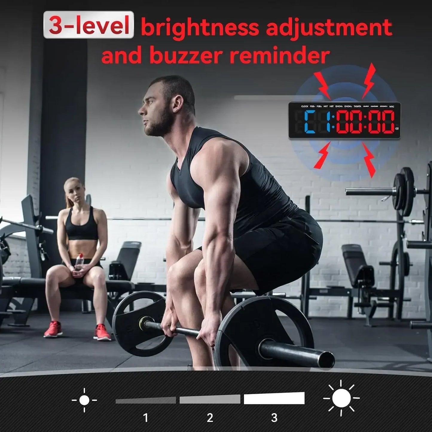 SeeSii Gym Timer LED Display Wall Clock For Interval Workouts
