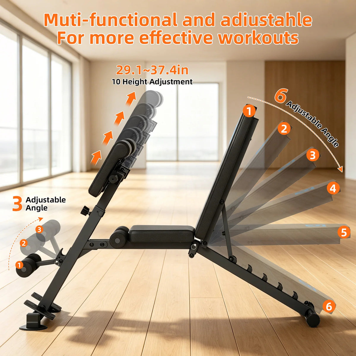 Adjustable Weight Bench Heavy Steel Frame Home Gym