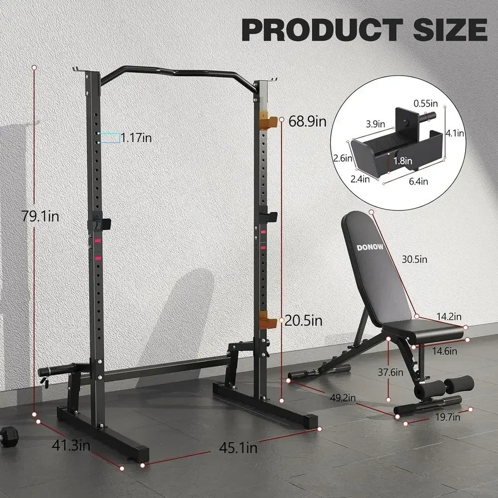 Adjustable Squat Rack And Weight Bench For Strength Training