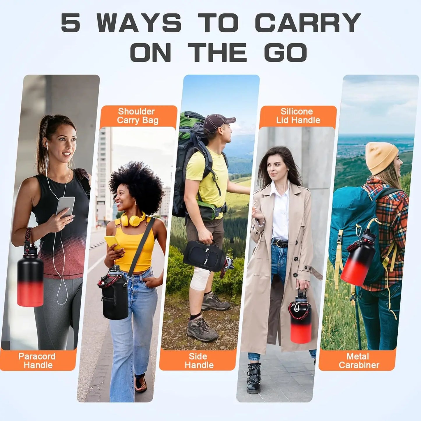 Insulated Stainless Steel Water Bottle With 2-in-1 Straw Lid