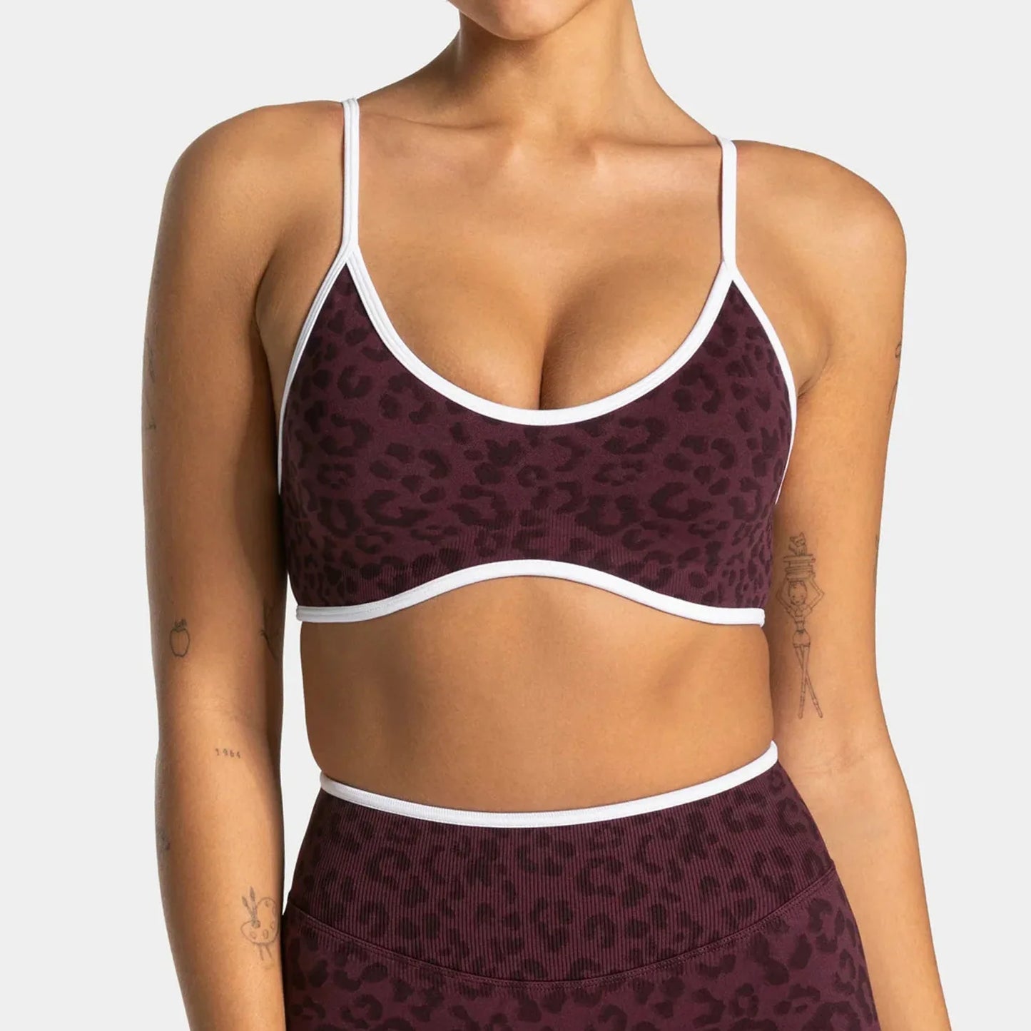 Everwanted Leopard Print Yoga Set Racerback Sports Bra High Waisted Leggings