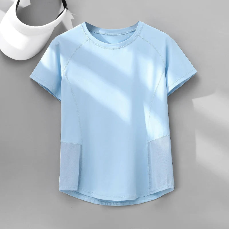 PHIGEER Womens Quick Dry Running T Shirt Mesh Panel Breathable Outdoor