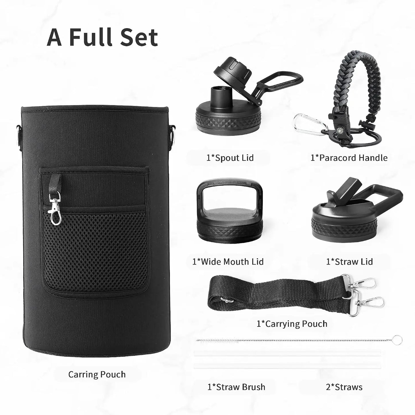 Insulated Stainless Steel Water Bottle With Straw Spout And Handle
