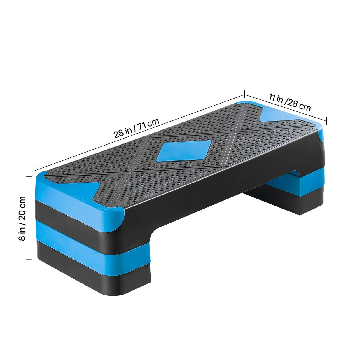 New Aerobic Exercise Step Platform, 28-Inch Workout Aerobic Stepper, Height Adjustable Fitness Training Step Deck Trainer with 4