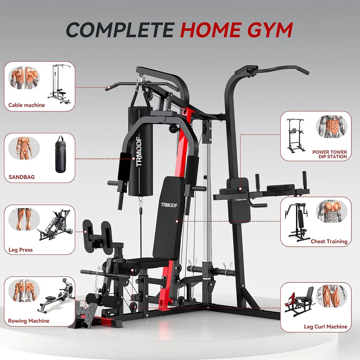 Pooboo Full Body Home Gym Strength Training Workout System