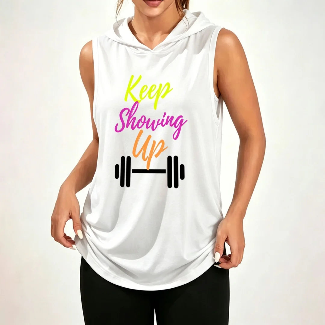 Conquer Excuses Unisex Sleeveless Hoodie With Barbell Graphic