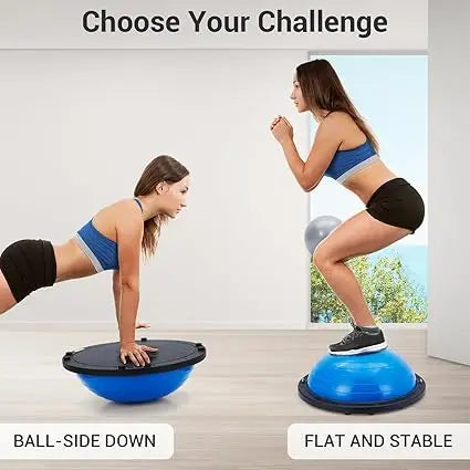 Half Exercise Ball Trainer With Non Slip Base And Pump