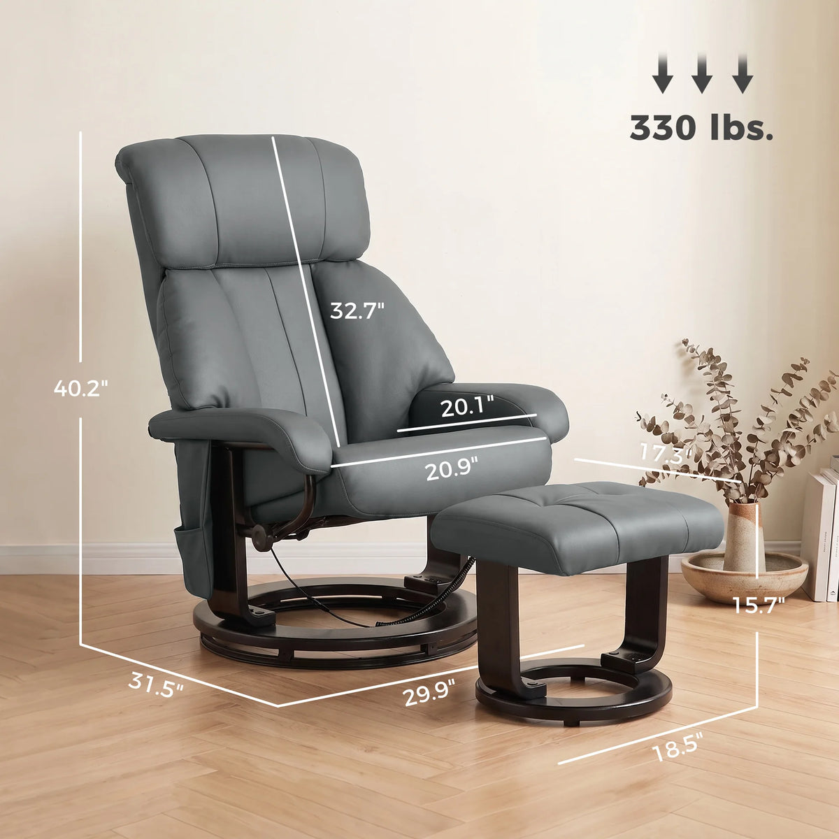 HOMCOM Massage Recliner Chair With Ottoman And 10 Point Vibration