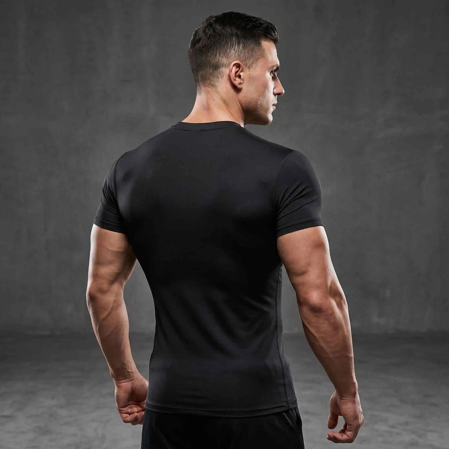 Three Pack Mens Compression Shirts Short Sleeve Moisture Wicking Quick Dry