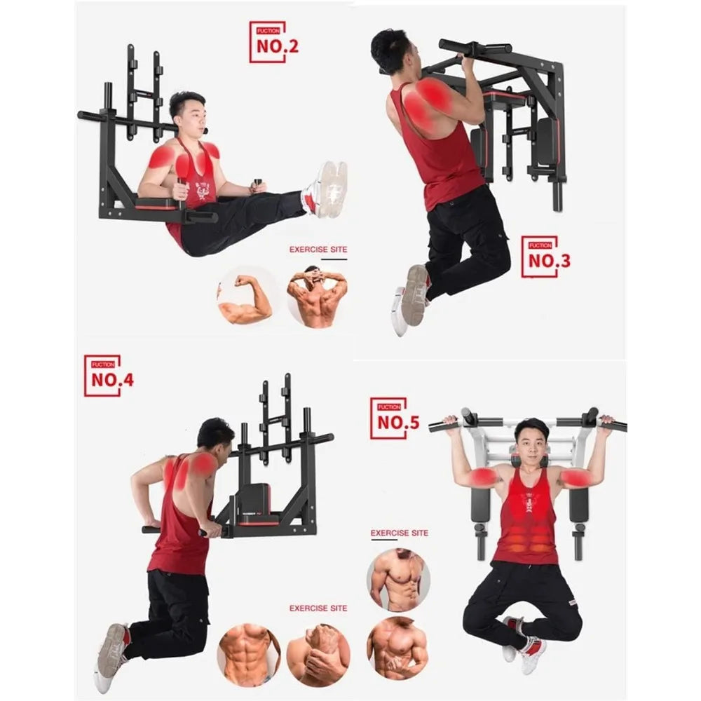 Ytyin Wall Mounted Pull Up Bar With Dip Station Rack