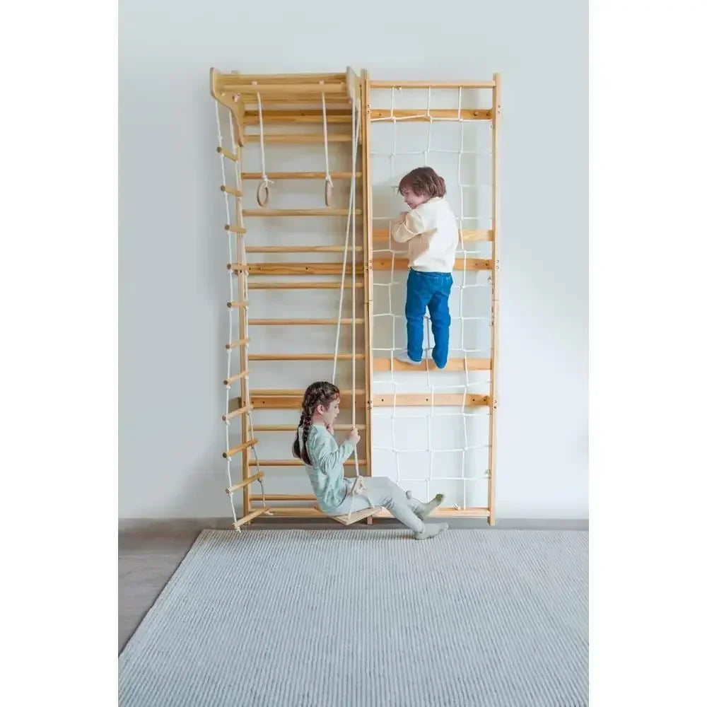 Versatile Wooden Ladder Gym With Climber And Pull Up Bar