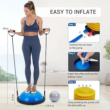 Half Exercise Ball Trainer With Non Slip Base And Pump