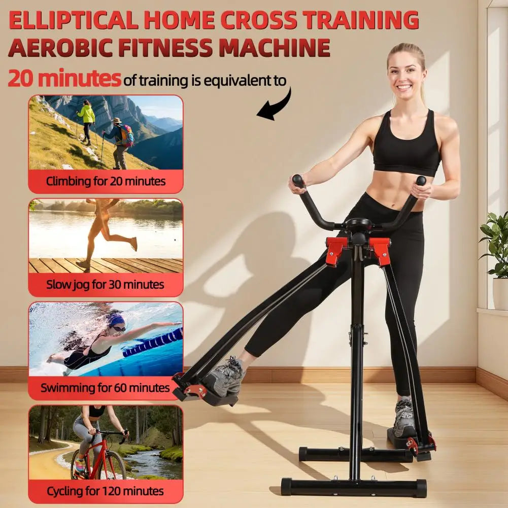Foldable Air Walk Elliptical Machine Portable LCD Home Fitness Device