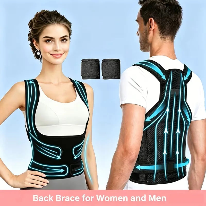 Adjustable Back Posture Strap With Neck Support And Shoulder Pads