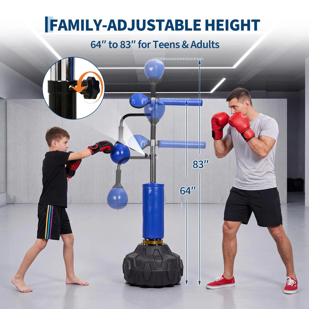 Freestanding Boxing Trainer With Swivel Bar And Speed Balls