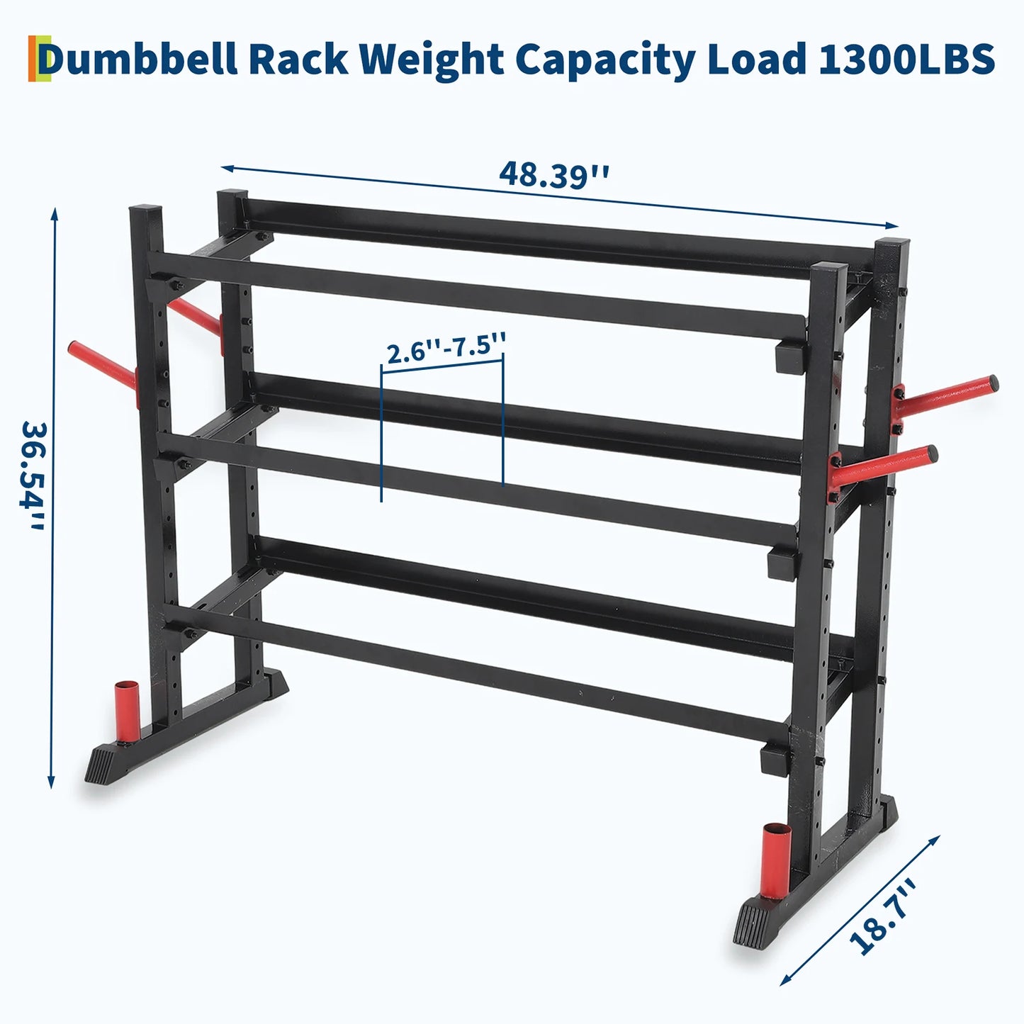 Adjustable 3 Tier Dumbbell Rack 1300LB Capacity For Home Gym
