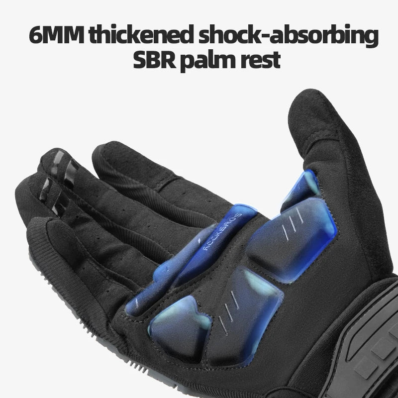 Rockbros Gel Padded Full Finger Cycling Gloves For Motorcycle Riding