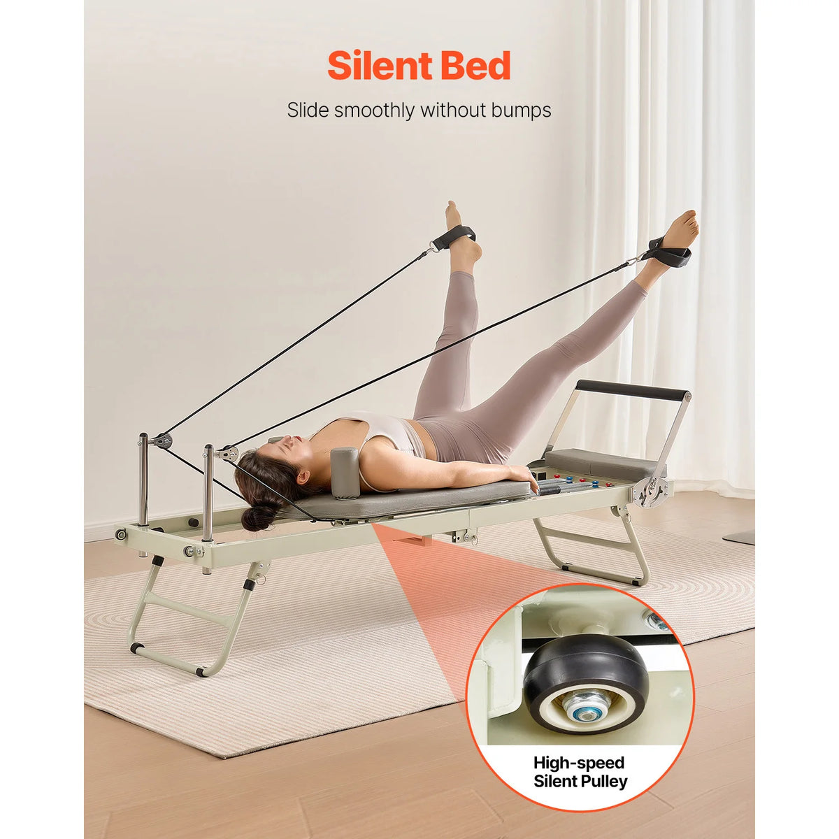 SucceBuy Foldable Pilates Reformer Machine For Home Workouts